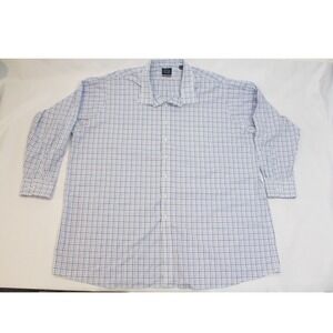 Eagle Shirtmakers Mens 22 37/38 Tall Fit Blue White Check Non-Iron Dress Shirt